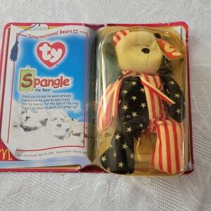 TY Spangle the Bear Retired Beanie Baby 2000 McDonalds NIB